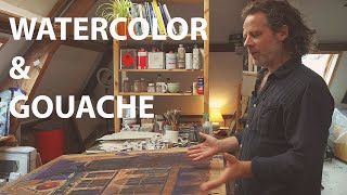 80 Watercolor amp Gouache Building up a large painting in layers [upl. by Dihsar930]