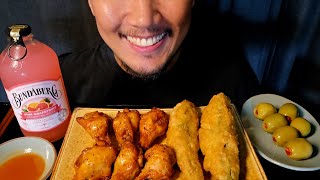 ASMR EXTRALARGE FRIED CHILI PEPPER HOT WINGS OLIVE MUKBANG EATING SHOW SOUNDS [upl. by Ahsenat]