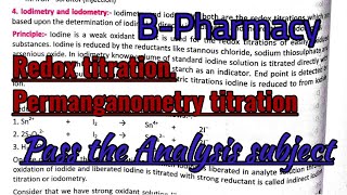 Types of Redox TitrationPermanganometry Iodimetry and iodometryExam timeBPHARMACY 1sem [upl. by Hachmin]