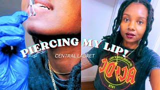 Piercing My Lip at Home Central Labret  Piercing Talk Pain scale etc [upl. by Curren]