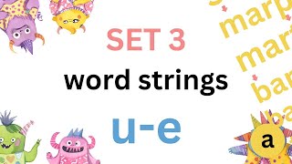 Phase 3 phonics Word Strings for learning to read and write phonics screening check in primary KS1 [upl. by Zipah]