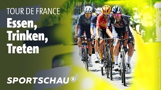 Tour de France So funktioniert die Verpflegung bei der Tour  Sportschau [upl. by Aeikan]