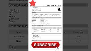 create simple cv for job  simple cv with no experience [upl. by Neitsirhc385]