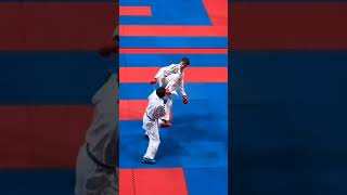 Best karate kumite throw 😱  Karate training karate kumite wkf skarate martialarts ytshorts [upl. by Aramoj593]