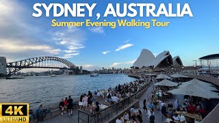 Sydney Australia Summer Evening Walking Tour  4K 60FPS [upl. by Anayik]