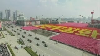 Massive parade for North Koreas 65th birthday [upl. by Acnaib]