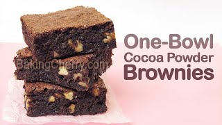 5Minute OneBowl Cocoa Powder Brownies  The Best Fudgy Brownies Recipe  Baking Cherry [upl. by Durkee313]