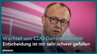 Neuer CDUGeneralsekretär Pressekonferenz mit Friedrich Merz Mario Czaja und Carsten Linnemann [upl. by Trillby]