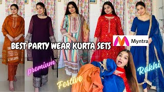 Best Myntra Premium Party Wear Kurta Sets Haul  Myntra Rakhi Kurta Sets 2024  Myntra Tryon Haul [upl. by Cathie878]