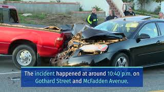 5 PEOPLE INJURED IN SINGLEVEHICLE CRASH ON GOTHARD STREET AND MCFADDEN AVENUE HUNTINGTON BEACH CA [upl. by Sternberg]