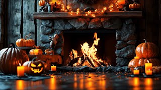 Spooky Halloween Fireplace 4K with Crackling Logs for a Cozy Haunted Ambience 12 Hours [upl. by Linoel62]