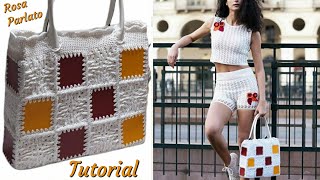 Borsa UncinettoquotMattonella Granny Stylequot Tutorial [upl. by Enerual]