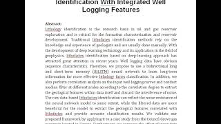 Intelligent Sedimentary Lithofacies Identification With Integrated Well Logging Features [upl. by Urbain]