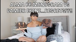 LOUIS VUITTON ALMA BB MONOGRAM VS DAMIER EBENE Kia Tache Bag Battles [upl. by Clayberg]