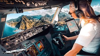 BOEING 737 Challenging TAKEOFF Madeira FUNCHAL Airport R05  Cockpit View  Life Of An Airline Pilot [upl. by Nyrad]