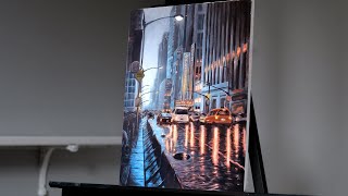 Rainy City Painting with Acrylics  Painting with Ryan [upl. by Dun]