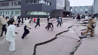 Footage of chaos in Japan M71 earthquake shakes Miyazaki today people run away [upl. by Maryl]