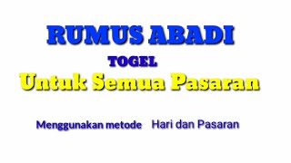 Rumus Abadi Togel Untuk semua Pasaran [upl. by Kay]