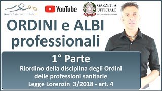 ORDINI e ALBI  1° PARTE  Ordini delle professioni sanitarie  Legge Lorenzin [upl. by Abba]