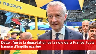 Dette  Après la dégradation de la note de la France toute hausse d’impôts écartée [upl. by Egidio4]