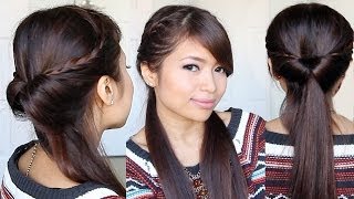 Tucked In Lace Braid Halfup Halfdown Hairstyle Hair Tutorial [upl. by Adnilrem]