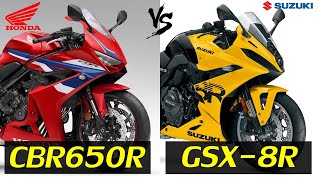 2024 Honda CBR650R vs Suzuki GSX8R  Comparison TM [upl. by Arateehc]