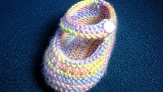 How to Knit Basic Mary Jane Baby Booties Part 2 Left Bootie [upl. by Braswell457]