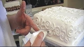 CAKE DECORATING ROYAL ICING PIPING TECHNIQUES  HOW TO PIPE A CAKE BORDER FOR BEGINNERS [upl. by Myrta71]