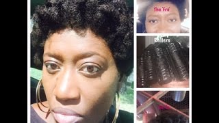 How to Roller Set Short Natural Hair The Fro  2016 [upl. by Nnayecats]