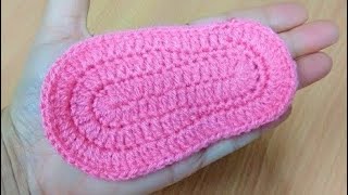 How to crochet Baby Bootie Sole Easy Tutorial [upl. by Sankaran169]