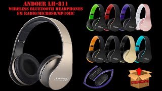 ANDOER LH811 WIRELESS BLUETOOTH HEADPHONES FMMP3SD UNBOXING GREEK [upl. by Dunlavy]