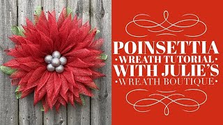 How to Make a Poinsettia Wreath  Poinsettia Flower  Christmas Wreath Tutorial [upl. by Scotney737]