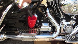 How to Change Oil and Fluid on a Harley Davidson Twin Cam Road King  GetLoweredcom [upl. by Drolet]