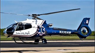 EC130 StartUp Takeoff amp Landing Tulsa Life Flight Pryor Oklahoma USA Air Method  Eurocopter [upl. by Lamahj136]