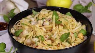 Spicy Linguine and Bay Scallops Recipe with Lemon Basil [upl. by Nelia]