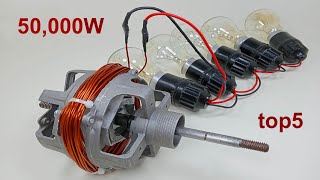 Free Energy 240V Generator Top5 Copper Coil Light Bulb Electric Condenser 50KV Transformer Idea [upl. by Amsirak199]