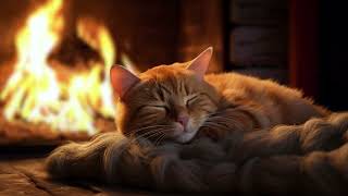 Cozy Purring Cat ASMR  Peaceful Evening Fireplace and Gentle Purr [upl. by Geanine]