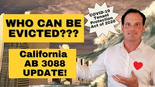 Who can be evicted in California now AB 3088 Update  Eviction Law for Tenants and Landlords [upl. by Palmore]