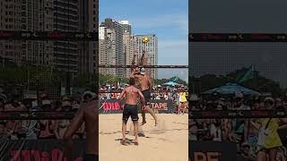 Evan Cory Troy Field v Tim Bomgren Paul Lotman Beach Volleyball Rally [upl. by Symer]