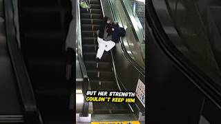 A woman was injured while helping an elderly man who had fallen on the escalator [upl. by Arres535]