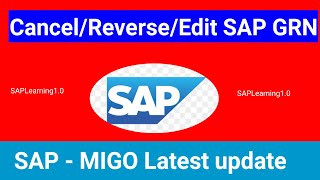 How to Reverse Cancel Goods Receipt MIGO in SAP [upl. by Einnek990]