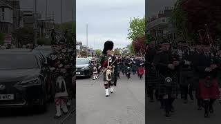 Drum Majors lead the massed pipe bands marching back into Stonehaven in May 2023 shorts [upl. by Oznohpla265]