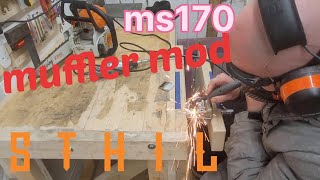 stihl ms170 muffler modification [upl. by Aislehc]