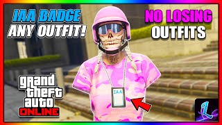 SOLO HOW TO GET THE IAA BADGE ON ANY OUTFIT GLITCH IN GTA 5 Online 166 No Transfer or BEFF [upl. by Anrym14]