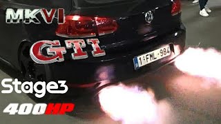 VW Golf Mk6 Gti 400Hp Stage 3  Shooting Huge fire amp extreme loud pops bangs [upl. by Inaluiak]