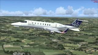 FSX BOMBARDIER LEARJET 45 STEFFEN DEPARTURE AND LANDING AT PLYMOUTH AIRPORT WITH CROSSWINDS [upl. by Geibel]