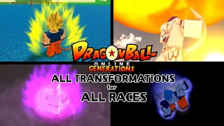 DBOG  Dragon Ball Online Generations All Transformations for All Races [upl. by Niltyak582]