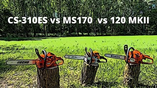 Stihl MS170 vs Echo CS310ES vs Husqvarna120 MKII [upl. by Nilloc942]