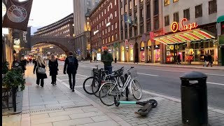 Stockholm city center walk Street life experience from March 2021 [upl. by Oloap]