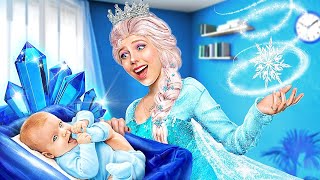 I Was Adopted by Elsa How to Become Elsa Frozen Makeover [upl. by Cantlon387]